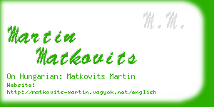 martin matkovits business card